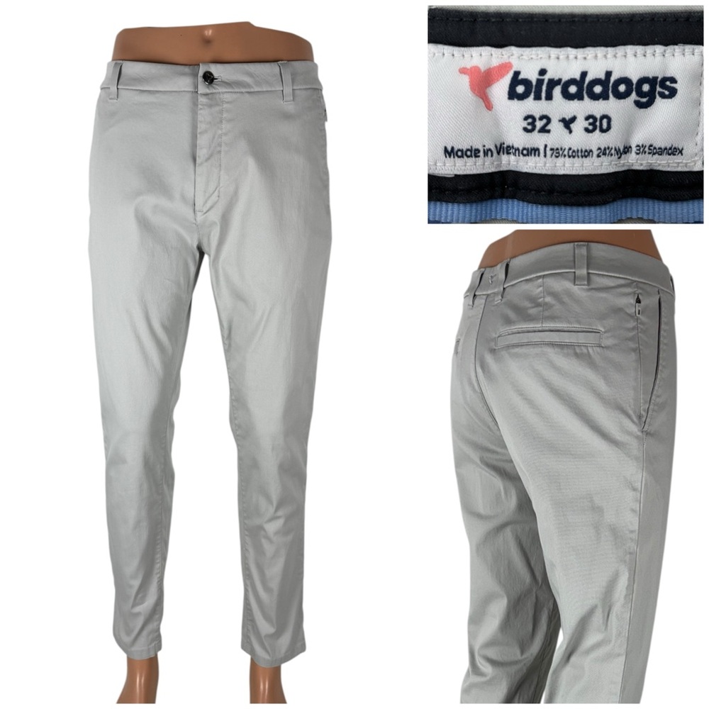 Birddogs Mens 32 x 30 Pants Stretch Slim Straight Unlined Performance Gray EUC